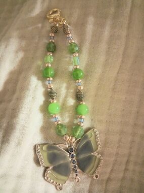 Green Butterfly Pendant 6" Purse Charm - Women Jewelry